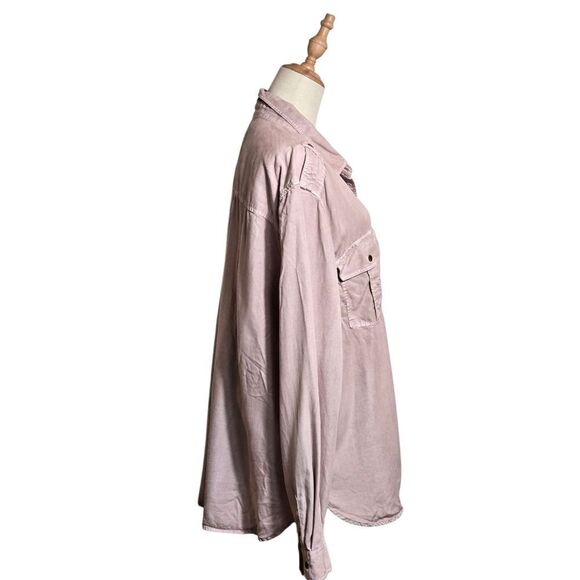 American Eagle Mauve Pink Boyfriend Fit Oversized Button-Up Shirt Plus Size - Picture 5 of 7